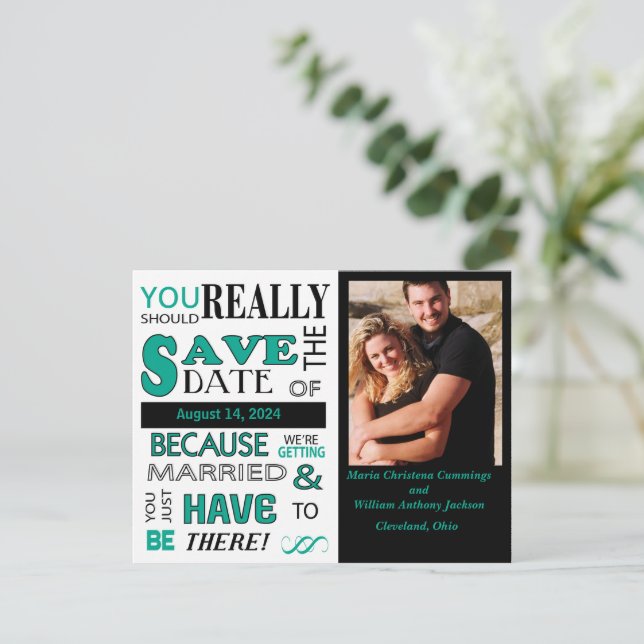 Anuncio Cartel Guardar la fecha (Esmeralda) (Anverso de pie)