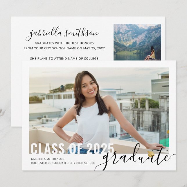 Anuncio Casa abierta de graduación de escritura moderna de (Anverso / Reverso)