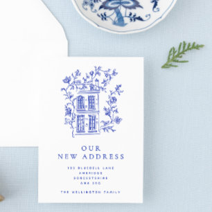 Anuncio Casa azul vintage de flores en movimiento