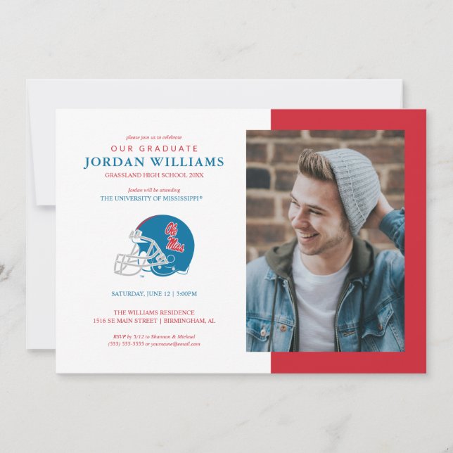 Anuncio Casco de fútbol de Ole Miss | Azul claro (Anverso)