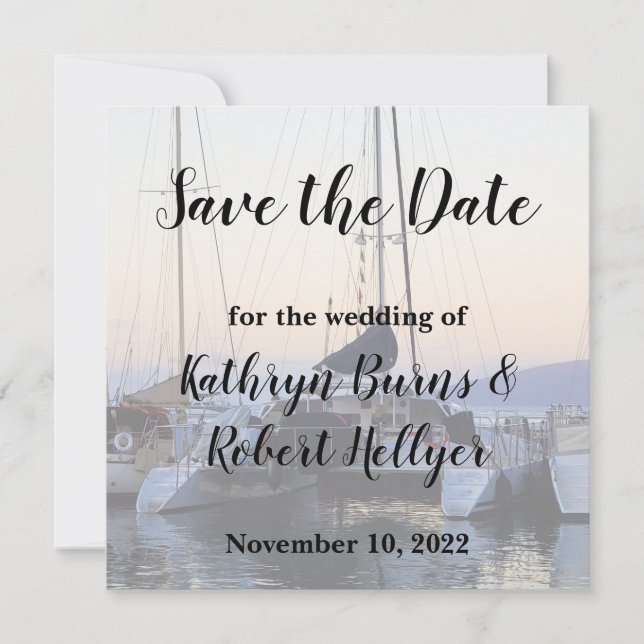 Anuncio Catamarán en Lahaina Harbor Boda Save the Date (Anverso)