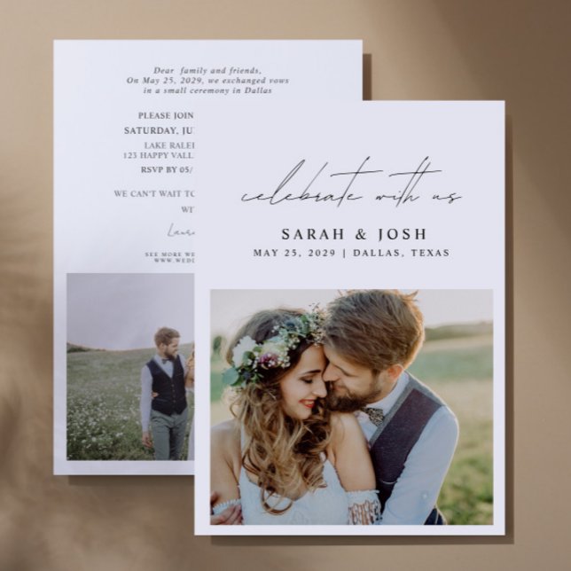 Anuncio Celebra Con Nosotros 2 Recepción de Boda Fotográfi (Personalize this wedding reception invite with your photos & personal deets - simple, easy, done!
)