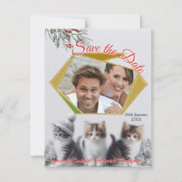 Anuncio Celebraciones de invierno en la nieve, con gatitos