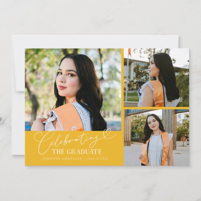 Anuncio Celebrando al Graduado Amarillo Multi Foto (Anverso)