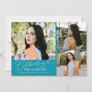 Anuncio Celebrando al graduado Aqua Azul Multi Foto