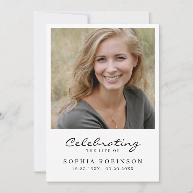 Anuncio Celebration of Life Photo Funeral Memorial Card (Anverso)
