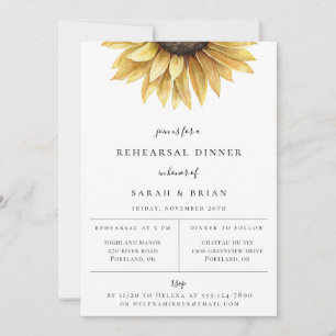 Anuncio Cena de ensayo de boda de girasol rústico