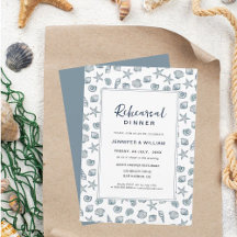 Cena de ensayo de las conchas azules y blancas