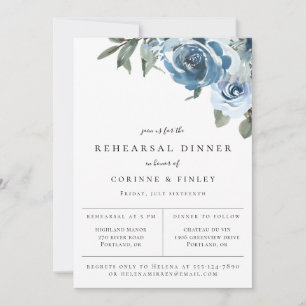 Anuncio Cena de Ensayo Floral Azul Polvoriento