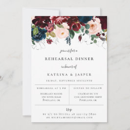 Anuncio Cena de Ensayo Floral Burgundy Blush Navy