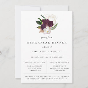 Anuncio Cena de Ensayo Floral de Marfil Púrpura