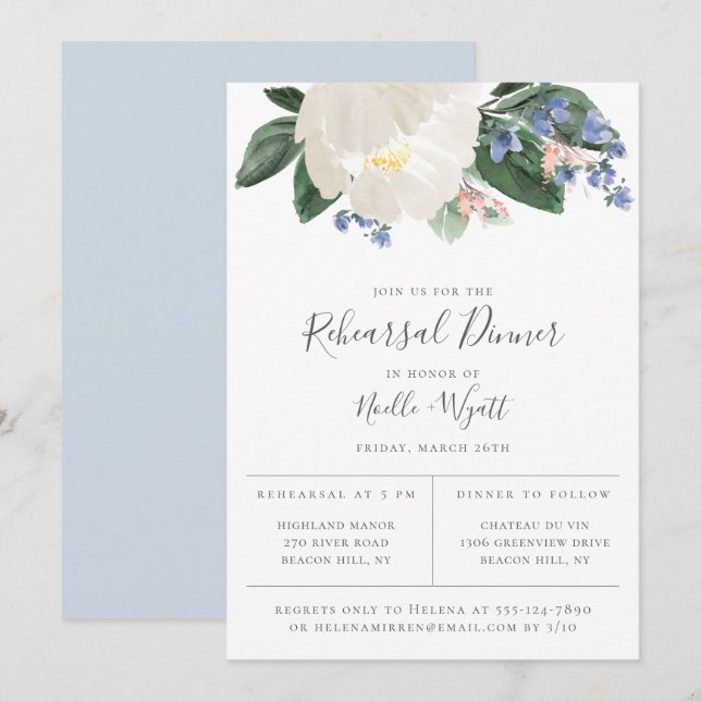 Anuncio Cena de Ensayos Blue Light Floral White Garden (Anverso / Reverso)