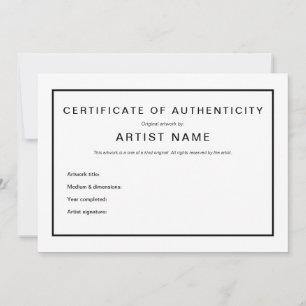 Anuncio Certificado moderno de autenticidad para el arte