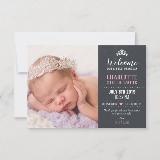 Anuncio Chalkboard Little Princess Baby Girl Nace (Anverso)