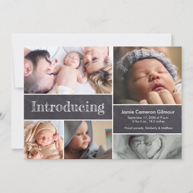 Anuncio Chalkboard Simple Introducción al bebé Múltiples F (Anverso)