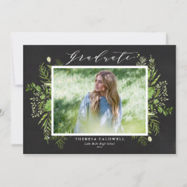 Anuncio Chalkboard Watercolor Foliage Photo Graduation