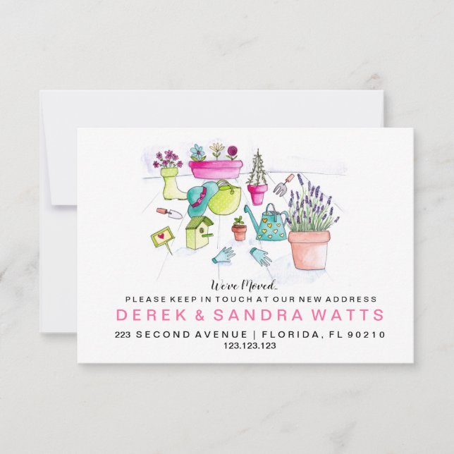 Anuncio Change of address card we've moved house gardener (Anverso)