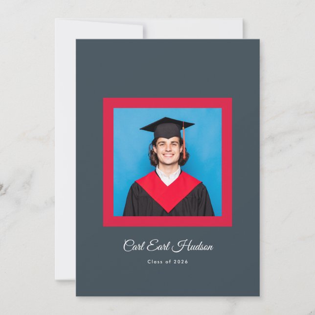 Anuncio Charcoal Gray Crimson White High School Photo Grad (Anverso)