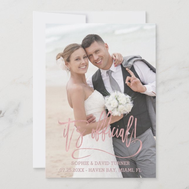 Anuncio Charm Rosa Gold Caligraphy Es Boda oficial (Anverso)