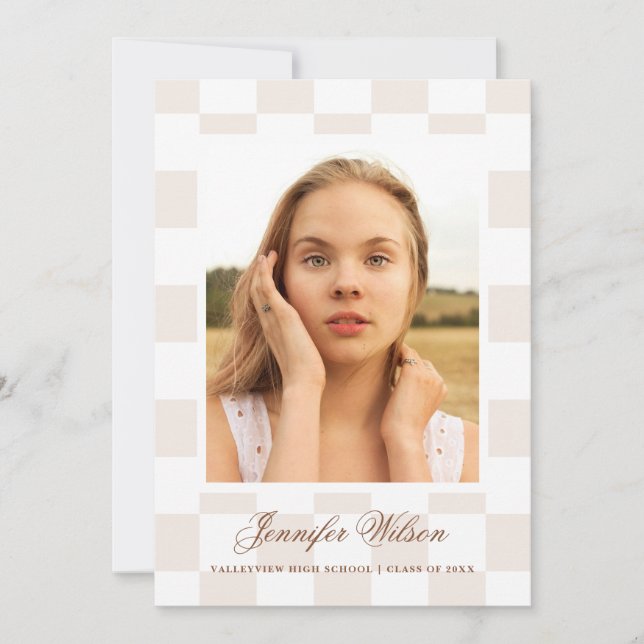 Anuncio Checkered Grad graduation announcement (Anverso)