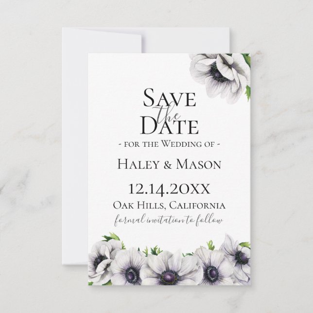 Anuncio Chic Anemone Floral Save The Date (Anverso)