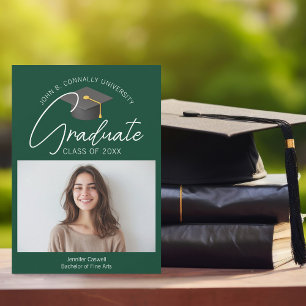 Anuncio Chic Foto de Graduación Verde Oscuro Graduada 2026