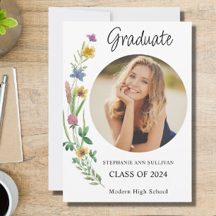 Anuncio Chica Boho Flor Silvestre Foto Graduación de Escue
