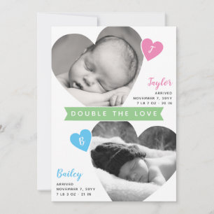 Anuncio Chica de Collage de fotos Twins Heart Frames Nacim