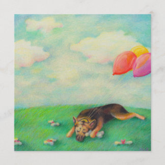 Anuncio Chica de cumpleaños de pastor alemán lindo dibujo 