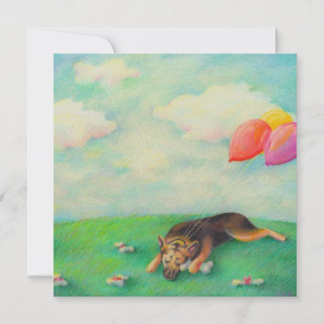 Anuncio Chica de cumpleaños de pastor alemán lindo dibujo  (Anverso)