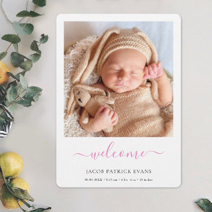 Anuncio Chica de foto de bienvenida con escritura rosada m