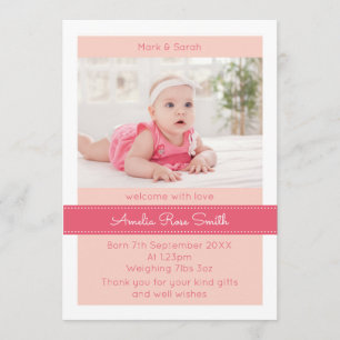 Anuncio chica de recién nacido invitación/tarjeta de agrad