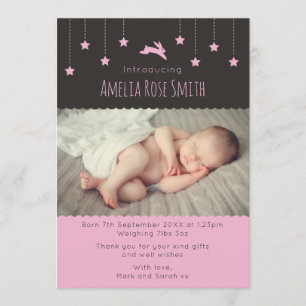 Anuncio chica de recién nacido invitación/tarjeta de agrad