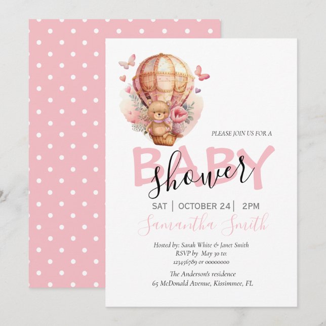 Anuncio Chica Teddy Bearly Wait Hot Air Balloon Pink (Anverso / Reverso)