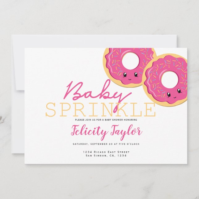 Anuncio Chicas gemelos rosados de Baby Shower rotos (Anverso)