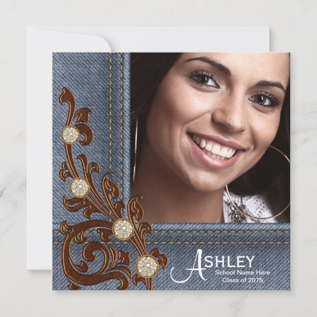 Anuncio Chicas Rústico País Denim Foto Graduación (Anverso)