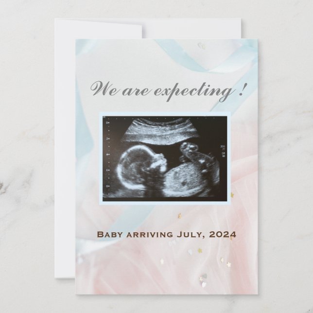 Anuncio Cintas rosas y azules con ultrasonido de bebé (Anverso)