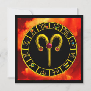 Anuncio círculo ARIES RUBY, naranja rojo brillante negro