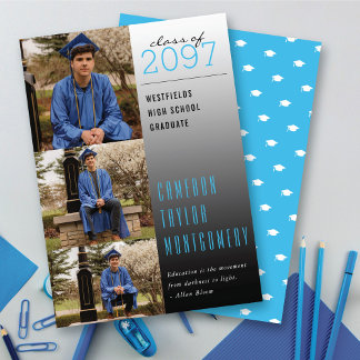 Anuncio Cita 3 Foto Azul Oscuro a Claro Graduación Moderna