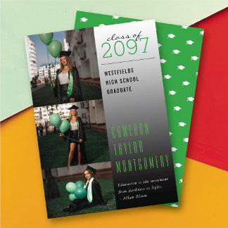 Anuncio Cita de graduación moderna con foto de verde oscur