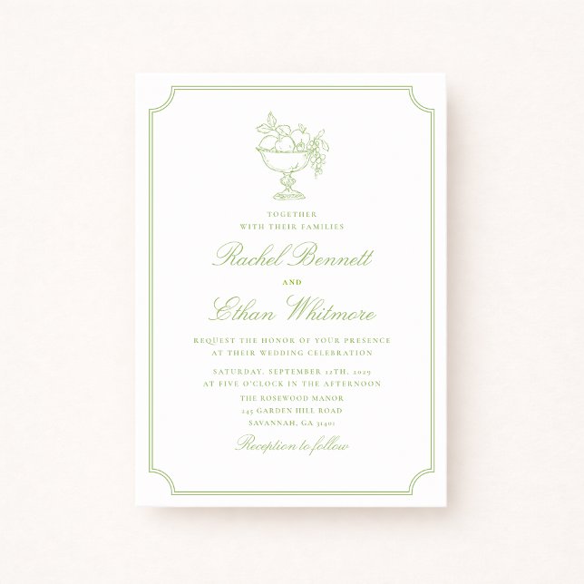 Anuncio Citrus Green Elegant Frame Wedding Invitation (Subido por el creador)