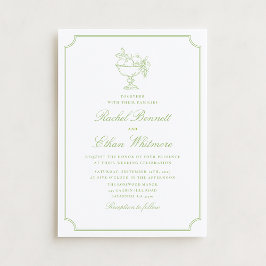 Anuncio Citrus Green Elegant Frame Wedding Invitation
