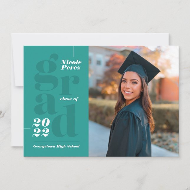 Anuncio Clase 2022 Modern Typography Green Photo Graduate (Anverso)