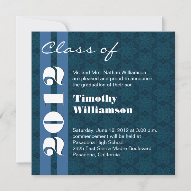 Anuncio Clase de 2012 Azul y Blanco Cambiar a Cualquier Añ (Anverso)