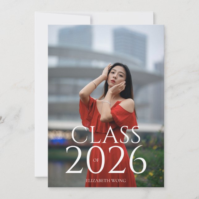 Anuncio Clase de 2022 Personalizado Texto Foto Graduación  (Anverso)