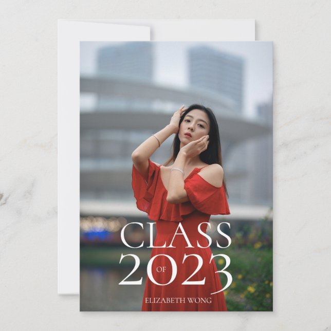 Anuncio Clase de 2022 Personalizado Texto Foto Graduación  (Anverso)