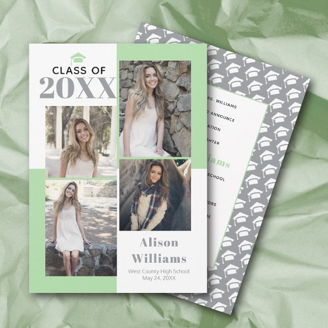 Anuncio Clase de 2023 cuatro fotos graduación de menta gri (Subido por el creador)