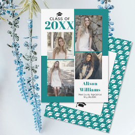 Anuncio Clase de 2025 cuatro fotos graduación azul verde a
