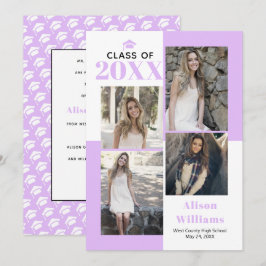 Anuncio Clase de 2025 cuatro fotos graduación de lavanda