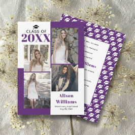 Anuncio Clase de 2025 cuatro fotos graduación púrpura